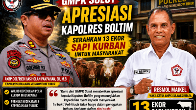 GMPK Sulut Apresiasi Kapolres Boltim, Bagikan 13 Ekor Sapi Kurban untuk Masyarakat
